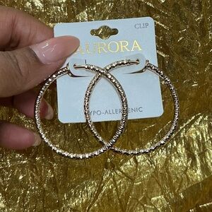 Aurora Gold-Tone Textured Clip-On Hoop Earrings | Hypoallergenic